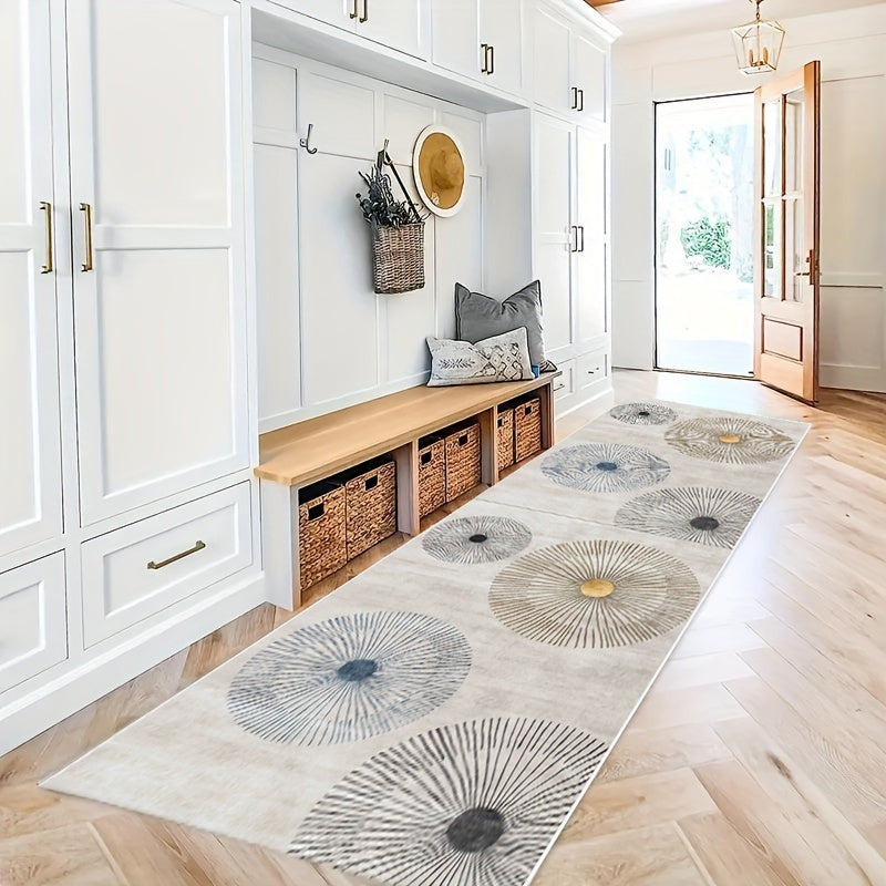 Soft Thickened Kitchen Floor Mat, featuring non-slip and oil-proof properties. This waterproof runner rug is also resistant to dirt, making it easy to clean in the washing machine. Perfect for the entrance, kitchen, living room, laundry room, or