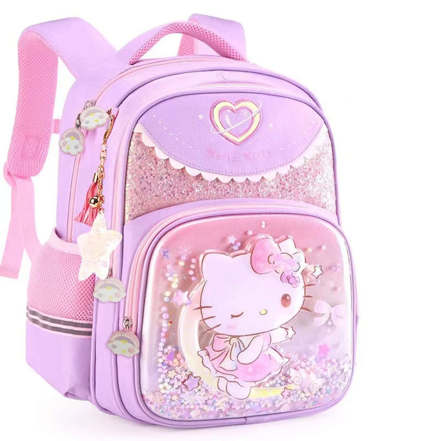 New Style HelloKitty School Bag for Primary School Girls, Lightweight and Perfect for Three Youngsters in Second and First Grade, Hello Kitty Youngsters Backpack