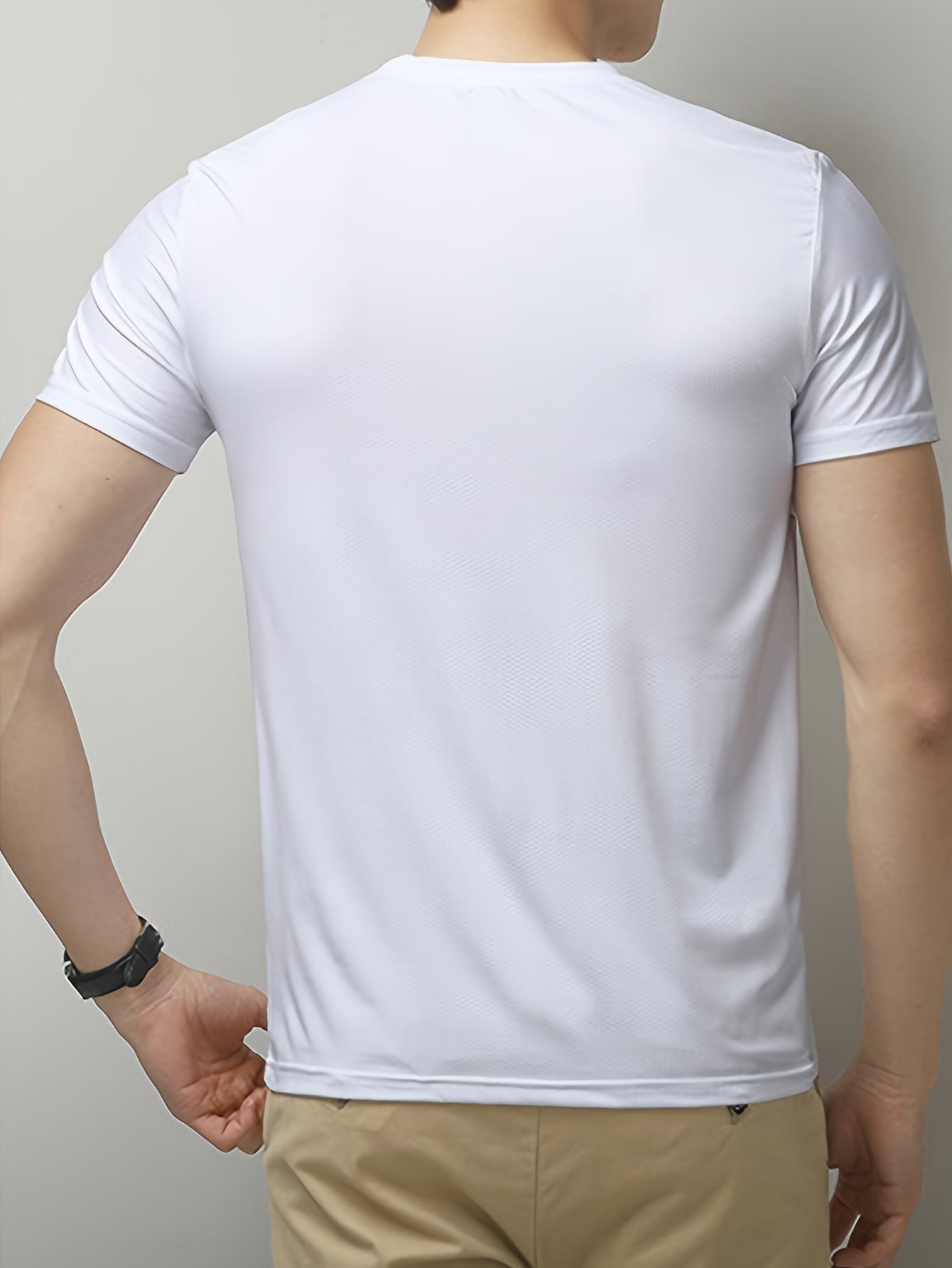 5 Men's Quick-Dry Athletic T-Shirts made of breathable polyester & elastane blend, perfect for summer workouts & casual wear.