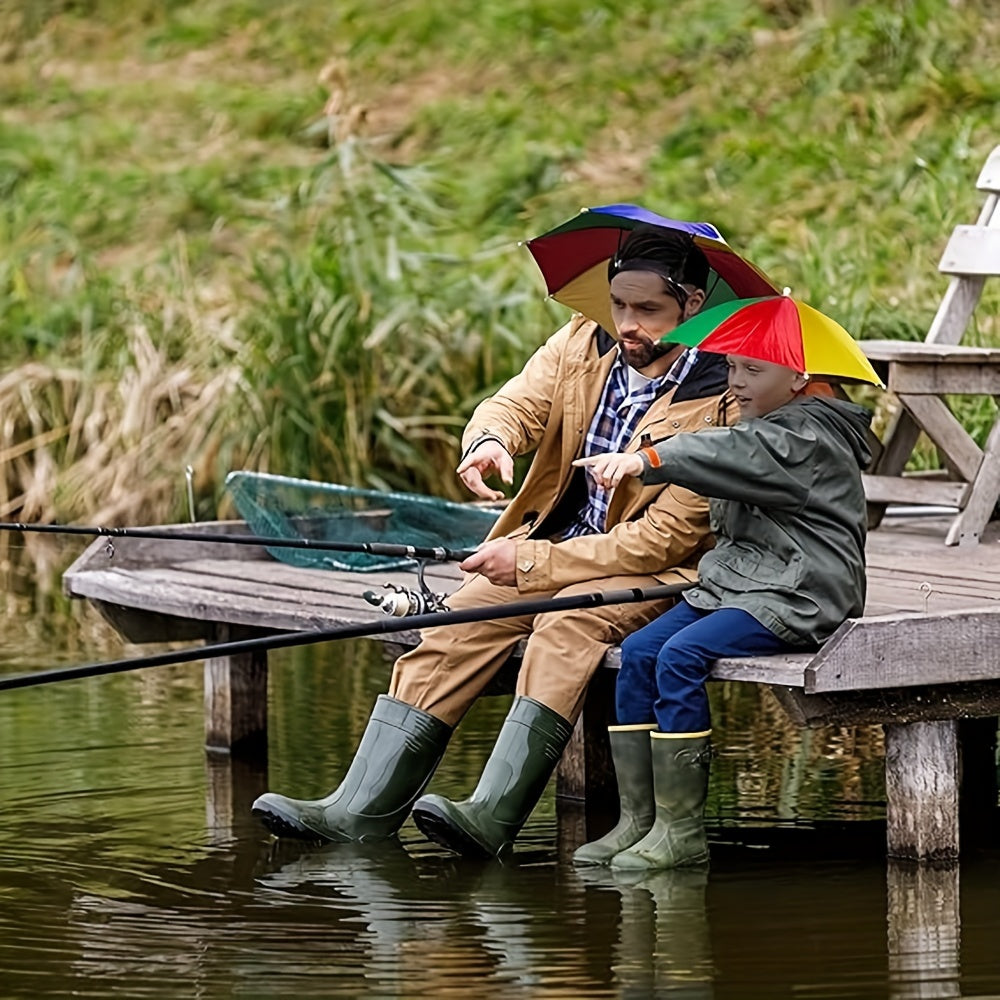 Elastic headband umbrella hat, suitable for camping and fishing, with UV protection.