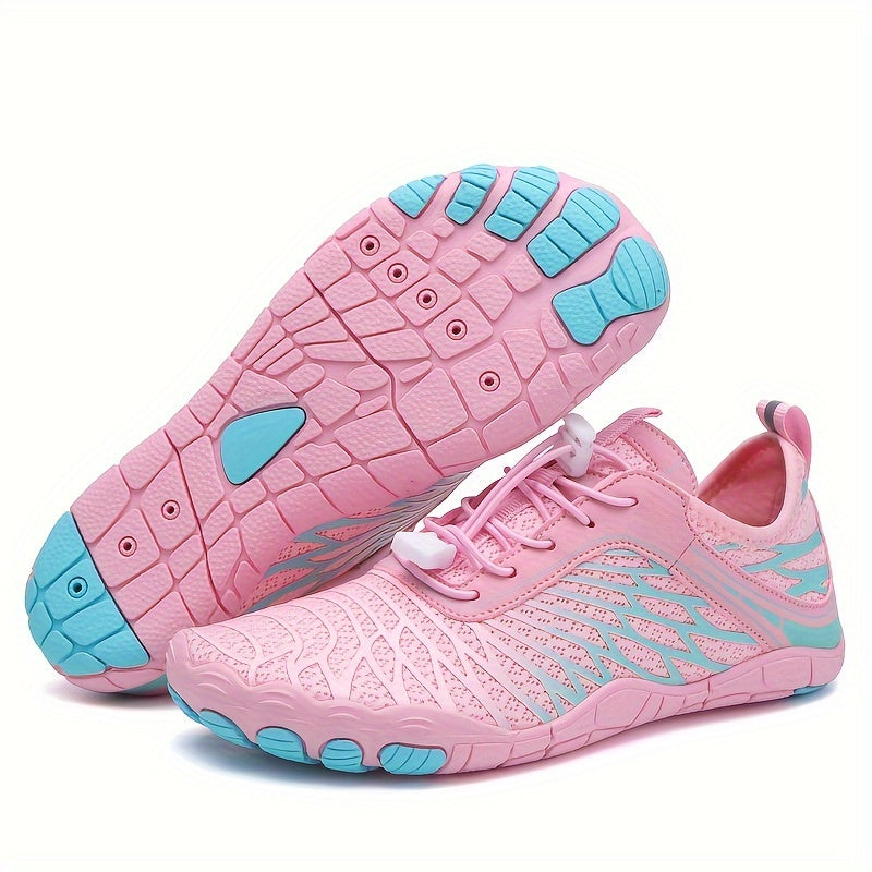 Five-toed trail running shoes for women, suitable for outdoor activities and water sports.