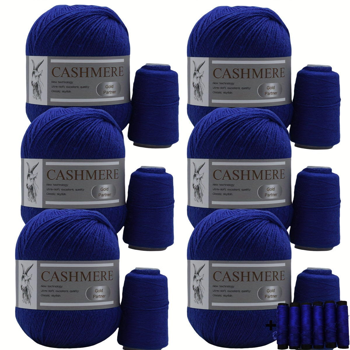 6 luxurious cashmere yarns for hand knitting and crocheting. Ideal for making sweaters, scarves, hats, shawls, cardigans, and gloves. High-quality, soft, warm, multicolored bundle in 10.58