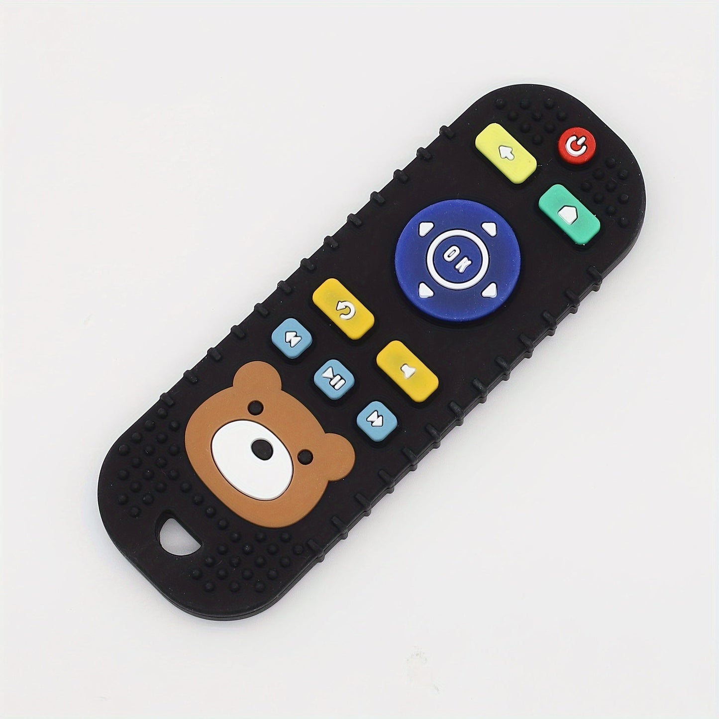 Available in beige, pink, blue, and black, the Cartoon Teddy Bear Silicone Dental Gel Remote Control is a soothing hand guard designed to prevent teeth grinding and biting.