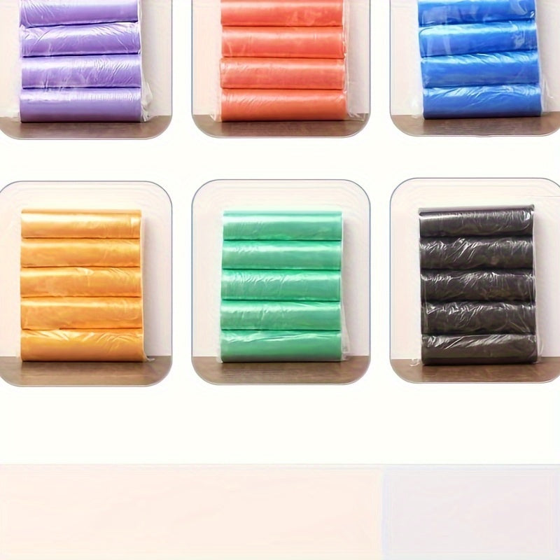 Pack of 100 Household Colorful Garbage Bags, Thick Disposable Plastic Bags for Office, Hotel, and Home - 5 Rolls