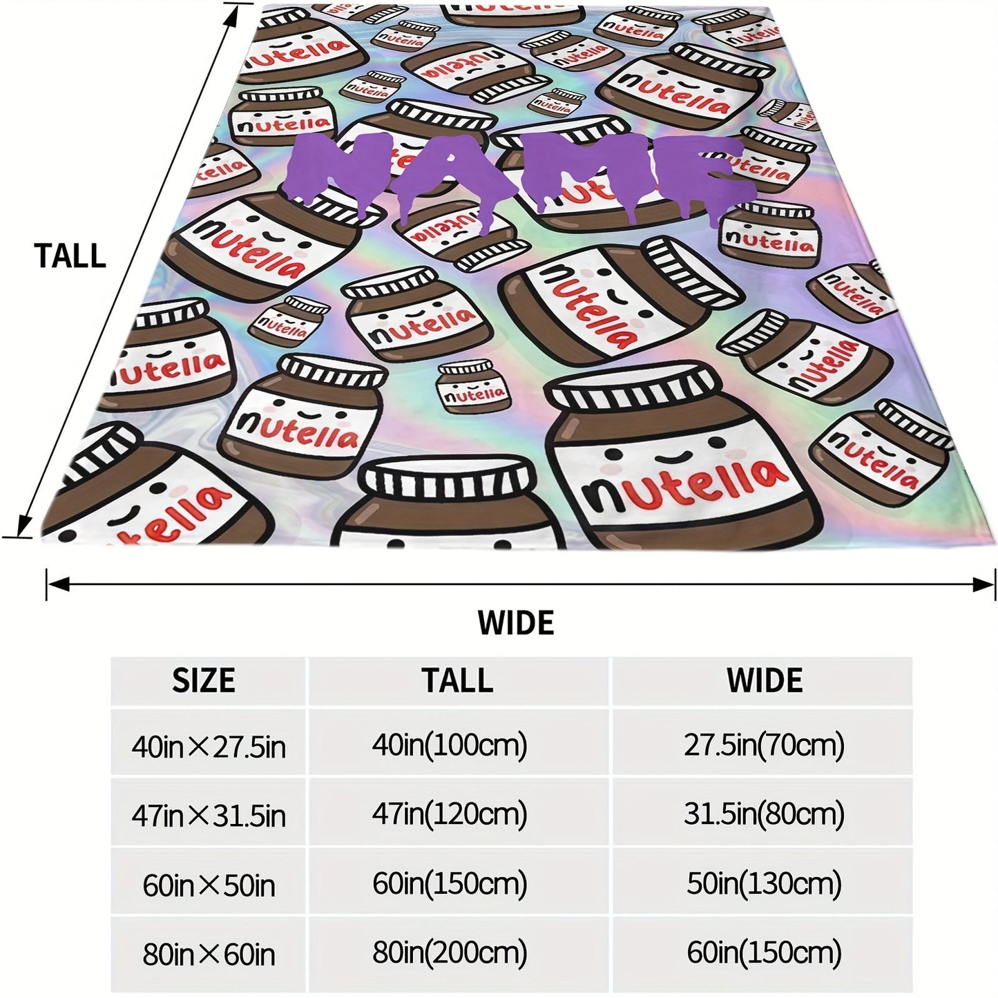 Индивидуальный мультяшный узор Нутеллы фланелевая флисовая плед - Уютный всесезонный плед для кровати, дивана, кемпинга, дома, офиса, автомобиля - Идеально для подарков на день рождения