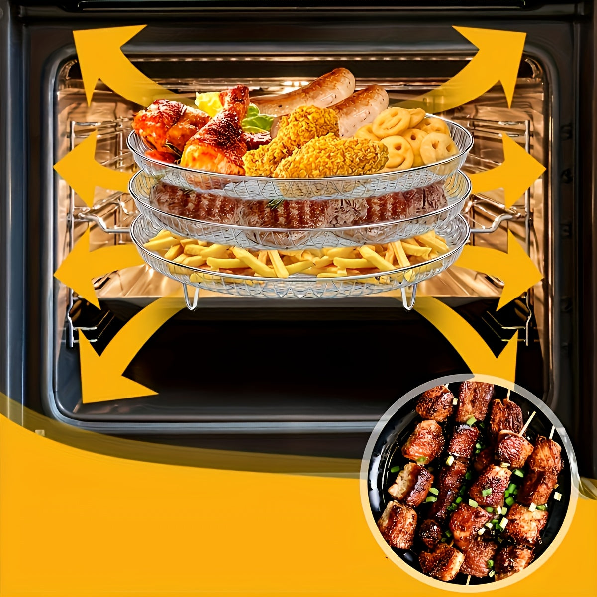 Stackable Dehydrator Racks and Basket Tray for Air Fryer - Includes Three Layers, Dishwasher Safe Accessories, Compatible with Most Air Fryers, Oven, and Pressure Cookers