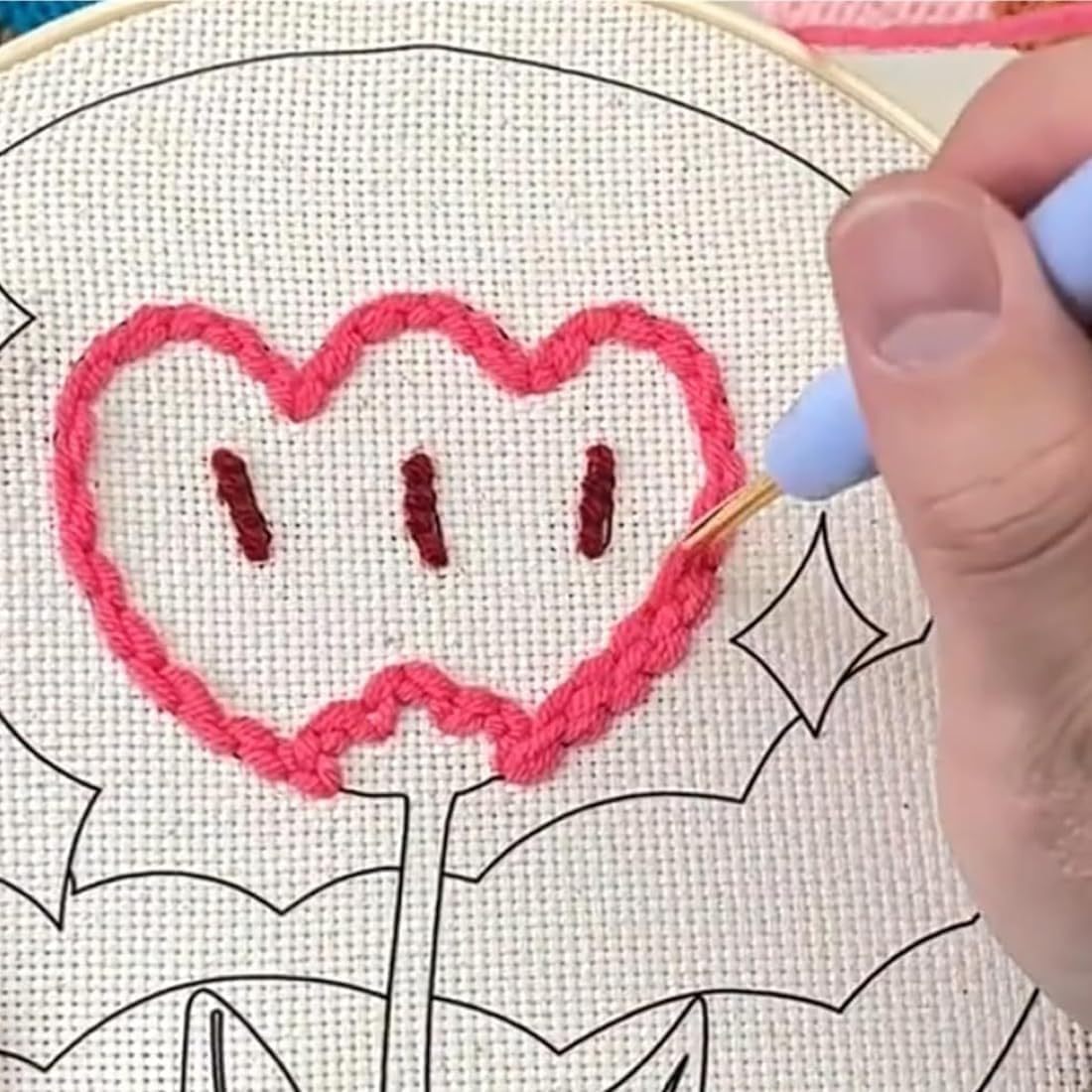 Handmade poke embroidery DIY kit perfect for beginners of all ages. Ideal for adults, children, and couples.