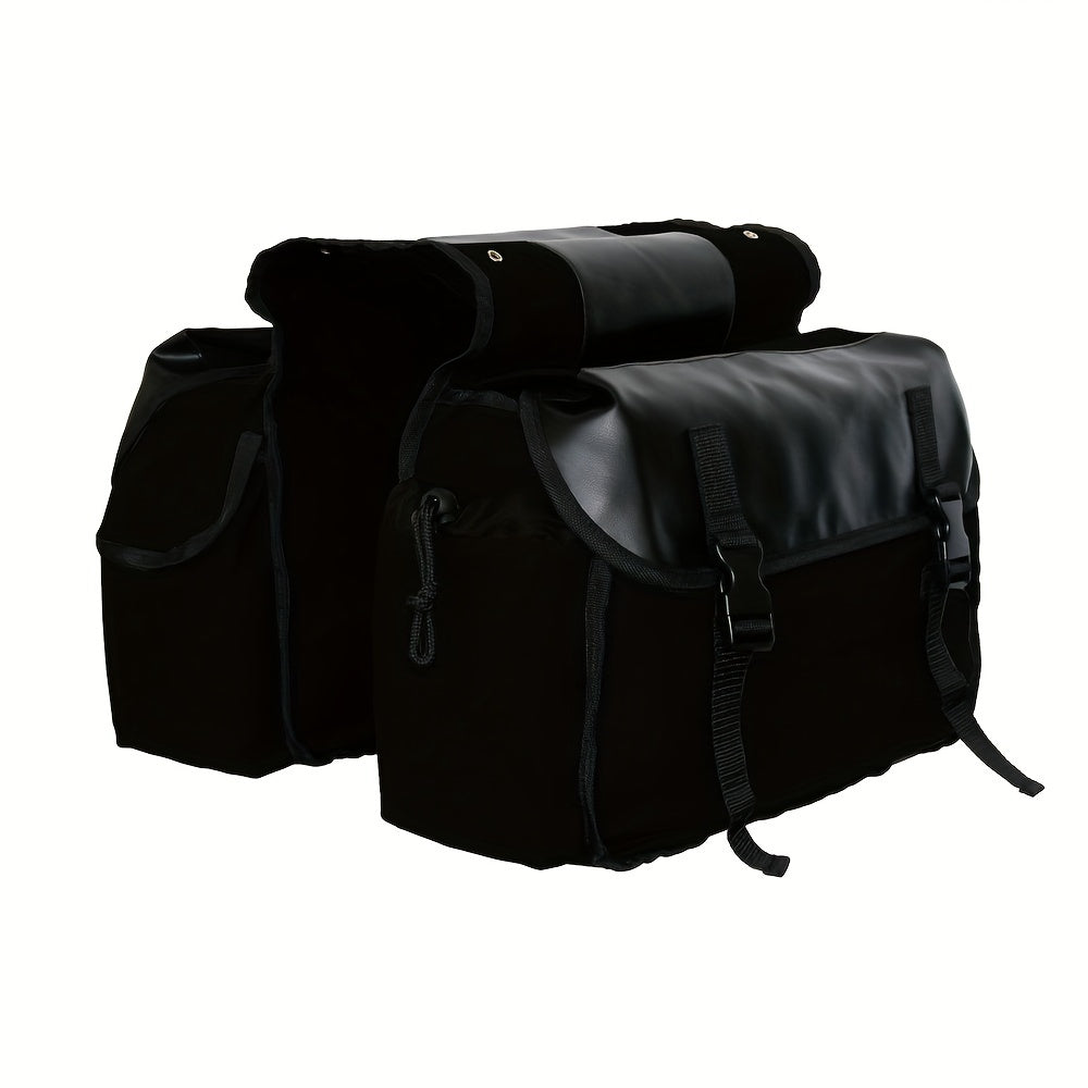 Universal large capacity canvas saddle bag for motorcycles, suitable for various bike brands.