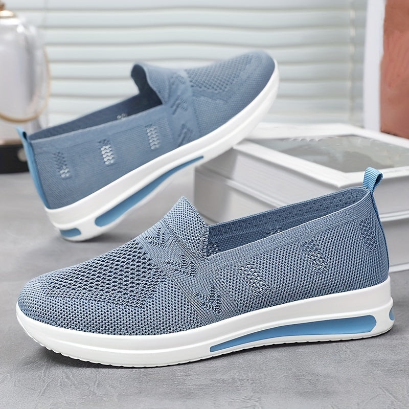 Women's lightweight, breathable flat shoes with air cushion support and slip-on design in solid colors. Stylish and comfortable for spring and autumn.