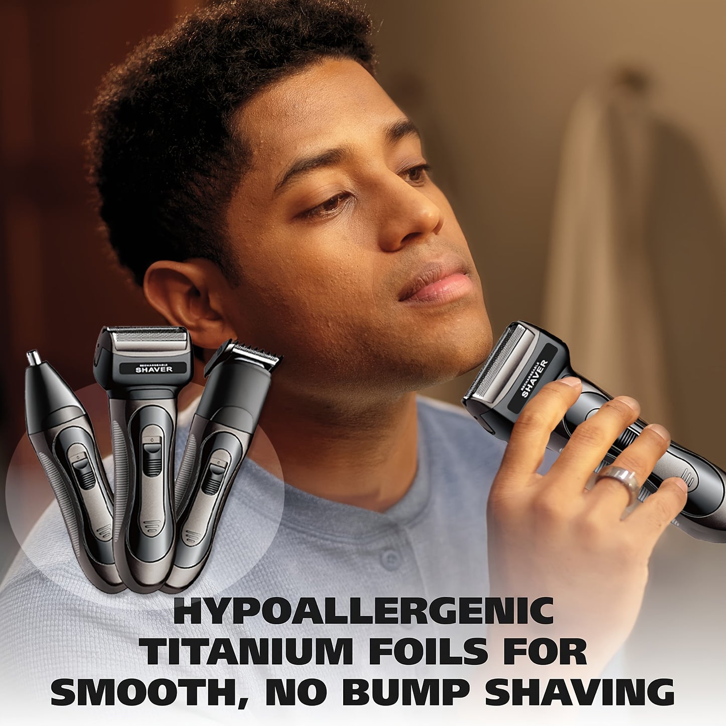 1pc Professional Multi-Function Electric Razor for Men, USB Rechargeable, Dual Blade, Stainless Steel, Nose Hair Trimmer, Precision Head, 30-45min Long-Lasting, No Water Wash, 1200mAh