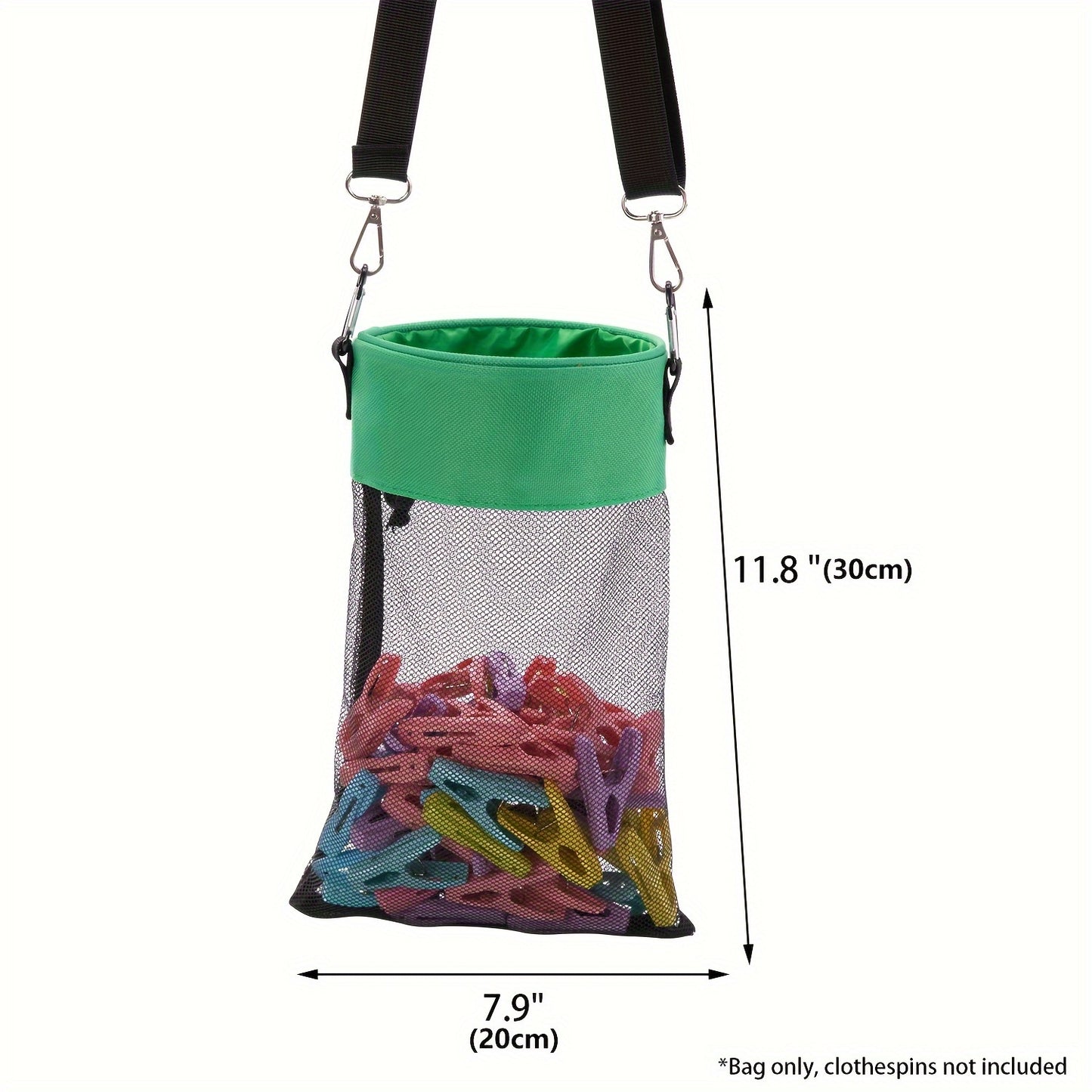 1pc Hanging Mesh Clothespin Storage Bag, Outdoor Organizer with Drawstring, Ideal for Laundry and Home Organization.