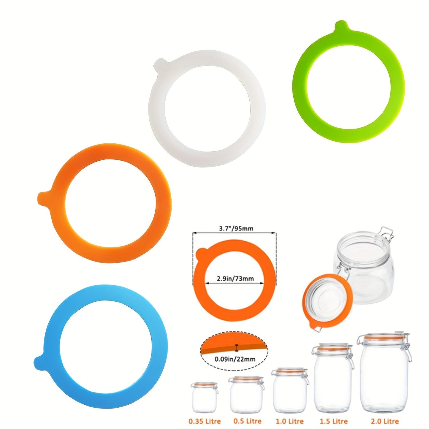 Get 5 Reusable Silicone Seals for Mason Jars - Leak Proof and Durable Rubber Gaskets for Clip Top Storage Jars - Replacement Rings for Canning Jars - Airtight and Long-lasting