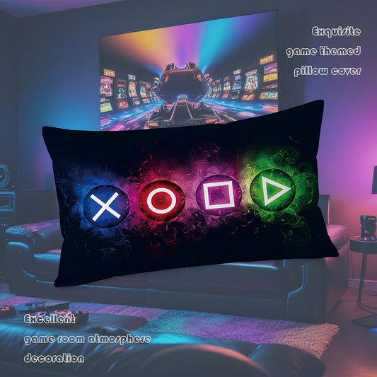 Подушка для консоли Neon Gaming - 30.48x50.8 см, чехол из рустикального льна с молнией. Машинная стирка и универсальный декор для комнаты для игр. Идеальный подарок для геймеров.