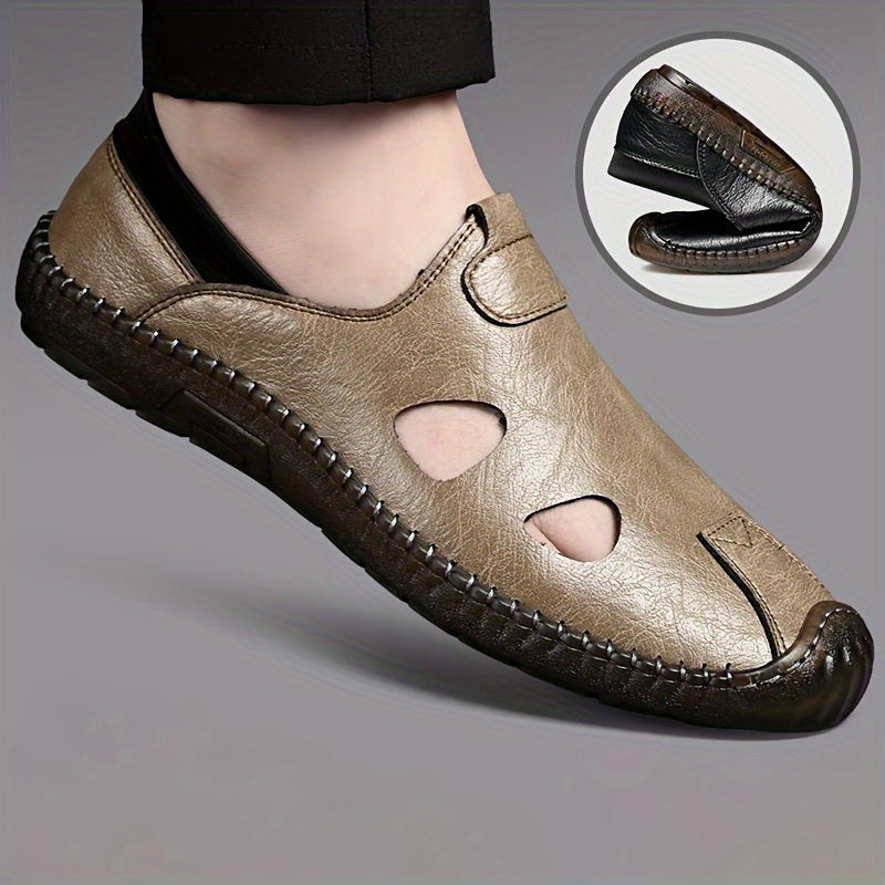 Breathable slip-on sandals for plus size men, perfect for outdoor activities.