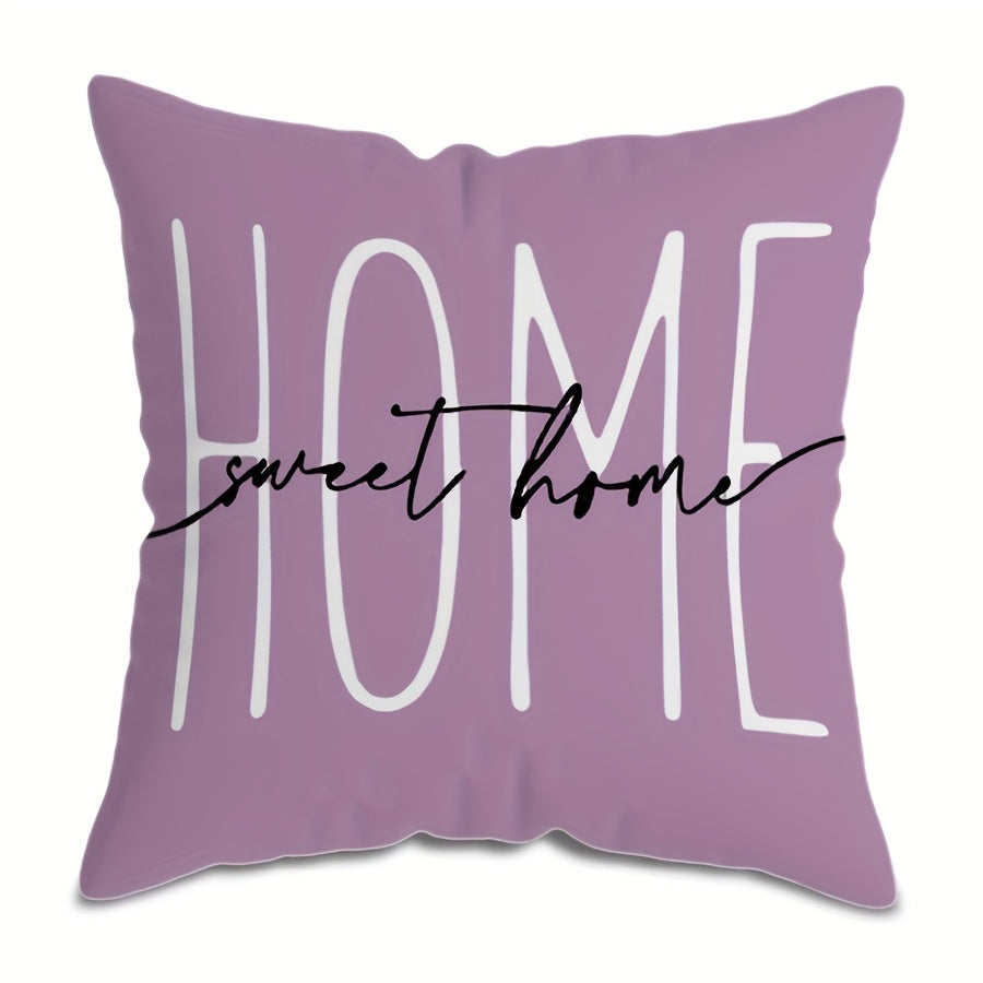 Purple Floral Pillow Cover measuring 44.98cm x 44.98cm. Features include a single-sided print, zip closure, and machine washable design. Ideal for adding a chic touch to your living room sofa or bedroom decor. Perfect for couch pillows.