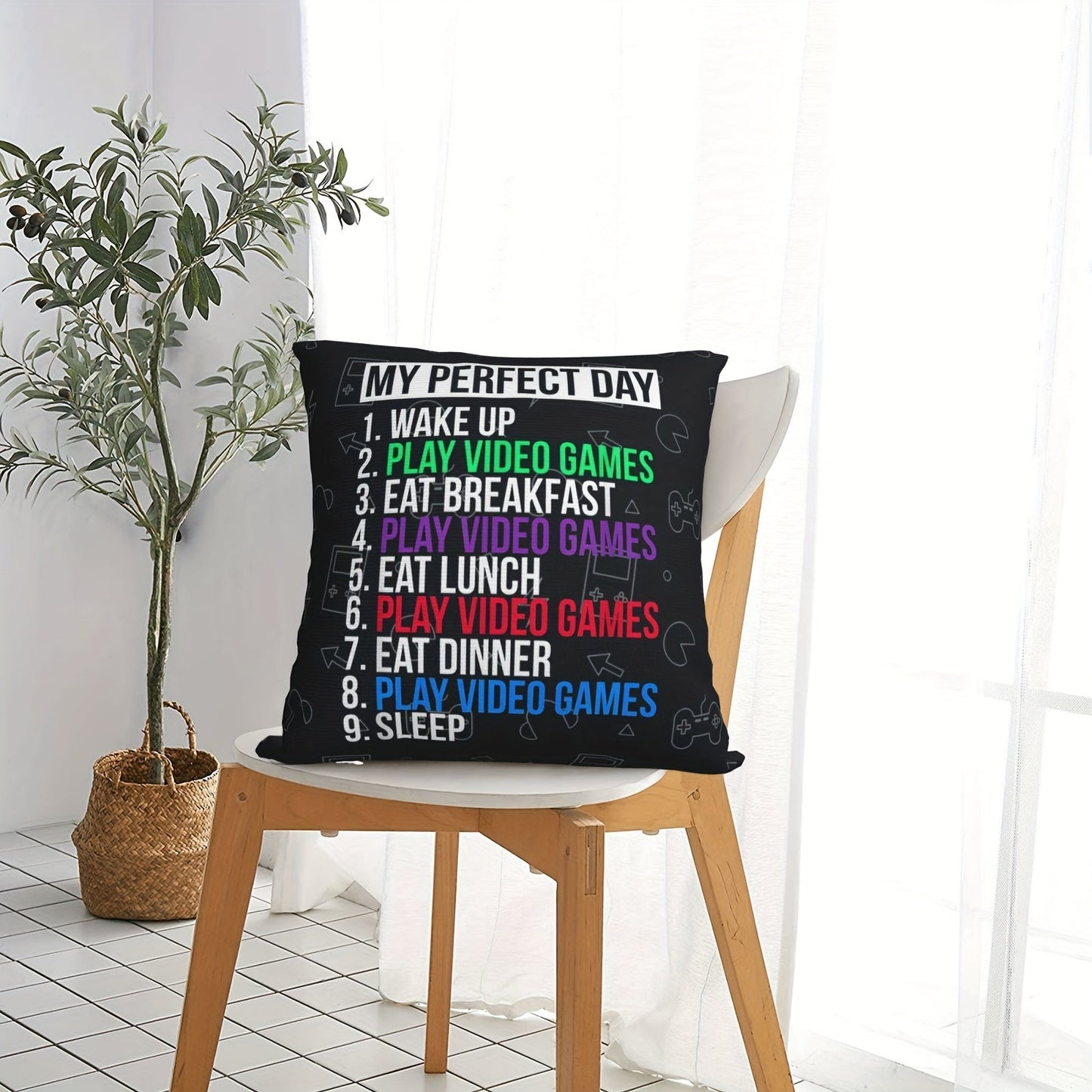 Vibrant and Cozy Gamer's Dream: 18x18 Plush Throw Pillow Cover in Soft Polyester - Ideal for a Day of Gaming, Choose from Various Colors