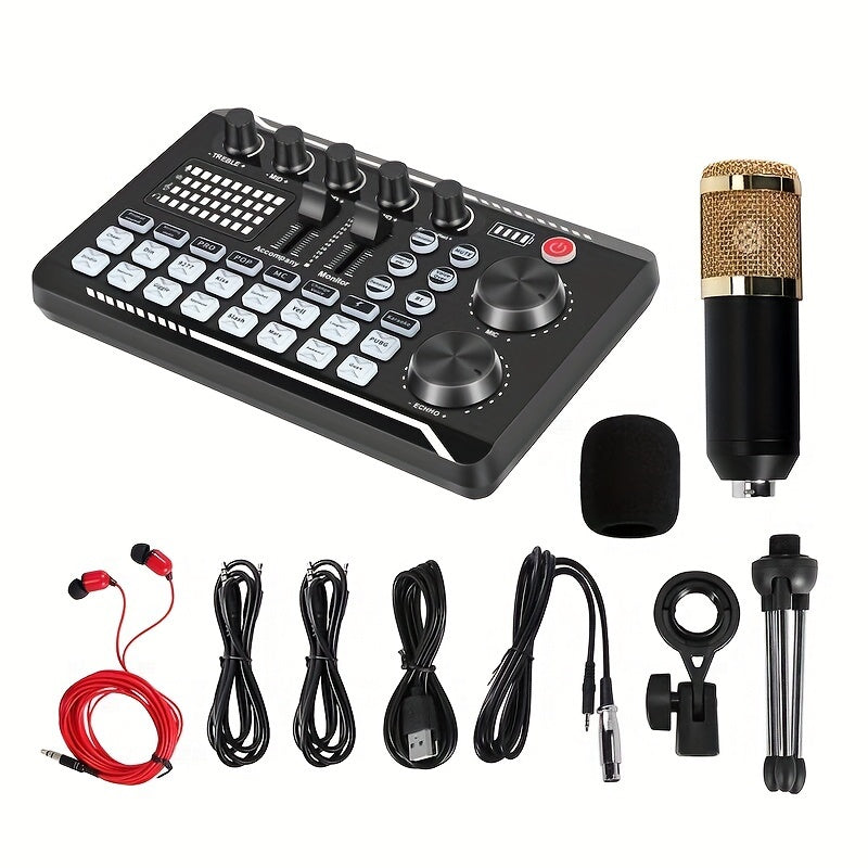 All-in-one Podcasting Kit: Includes condenser mic, tripod stand, professional mixer. Perfect for studio recording, voice overs, streaming, YouTube videos. USB/Battery powered, wireless