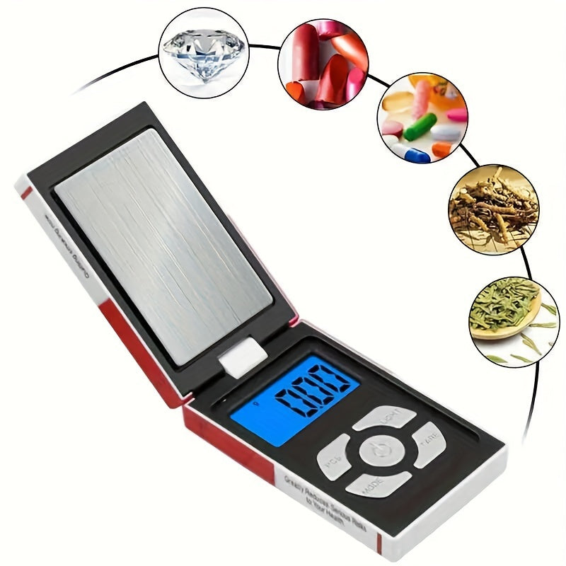 200g capacity portable scale with digital display, backlight, and unit conversion. Ideal for jewelry and office use. Operated by batteries (not included).