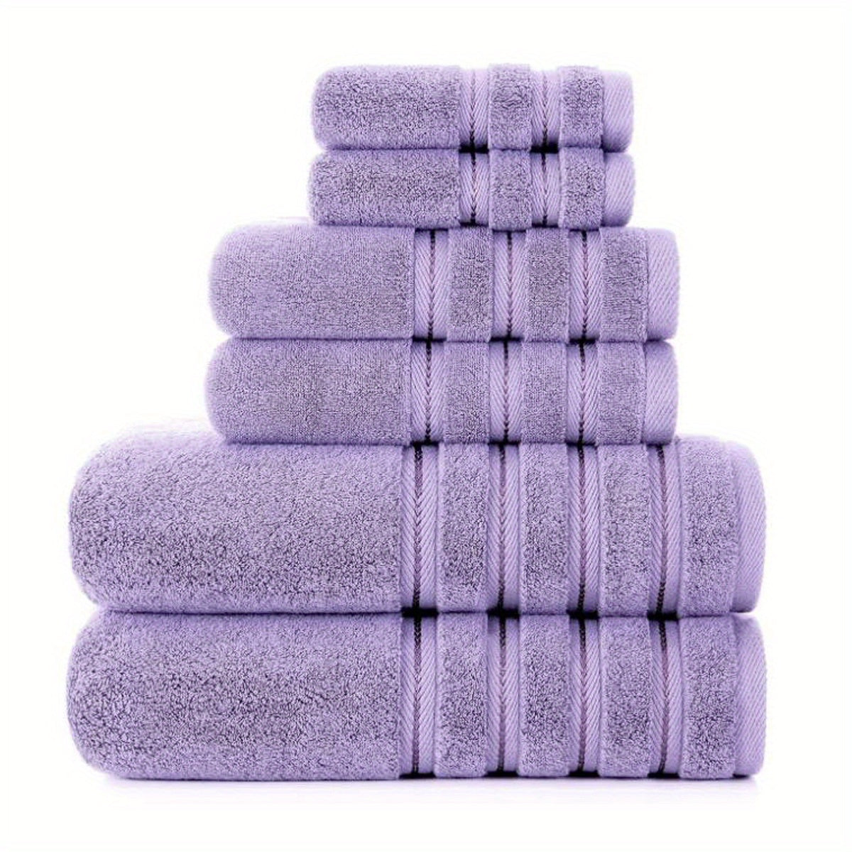 6-piece soft towel set includes 2 bath towels, 2 hand towels, and 2 washcloths in solid color cotton for bathroom, hotel, home, and travel.