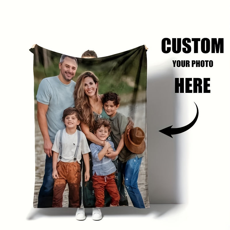 Create Your Own Flannel Throw Blanket - Add Your Favorite Photos, Luxuriously Soft & Comfortable for Lounging on Couch, Bed, or in Office, Ideal for Dorm or Camping - Unique Gift for Loved Ones, Including Couples, Families, and Pet Owners