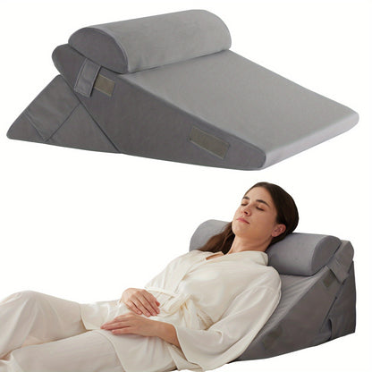 Set of 3 bed wedge pillows for back support after surgery and to prevent acid reflux.