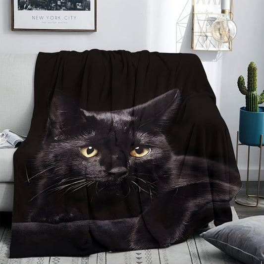 This luxurious small black cat pattern blanket is both soft and comfortable, perfect for use on the sofa, for a cozy office nap, during camping trips, or as a stylish home decoration. It also makes the ideal gift for parents and friends.