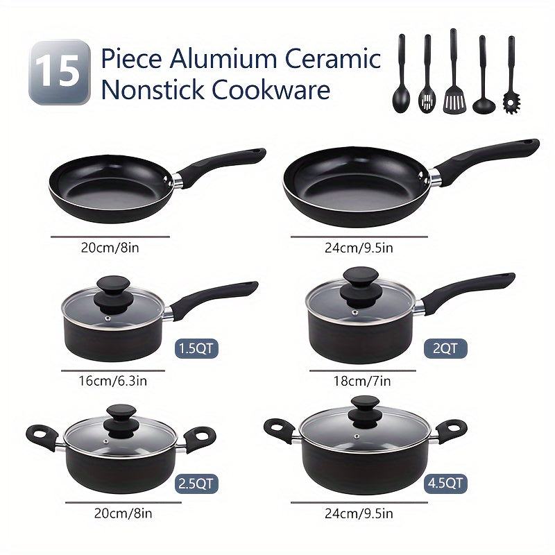 Ceramic Cookware Set with Non-Stick Coating - Features Frying Pan, Saucepan, and Casserole - Safe for Home Kitchens, Free of Harmful Chemicals