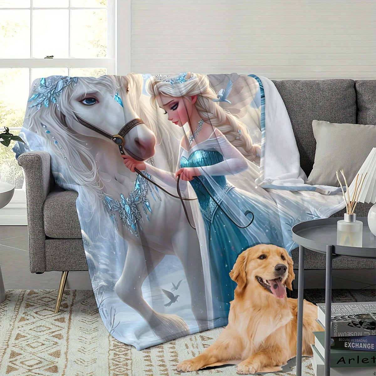 High-necked Unicorn Snow And Ice Art Blanket - versatile for use as a carpet, bed blanket, towel quilt, nap blanket, casual blanket, travel blanket, or throw blanket.