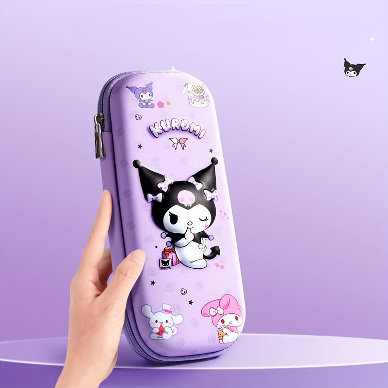 One Sanrio large capacity pencil case with cute cartoon pattern, suitable for organizing school and office supplies. Durable and suitable for pencils, markers, and stationery.