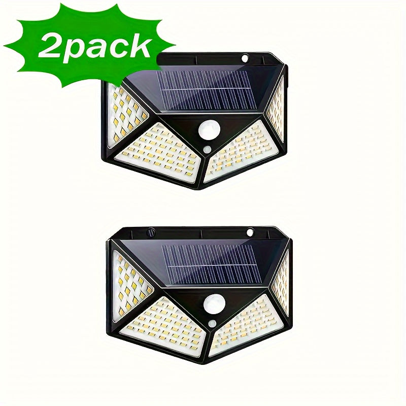 Solar lights outdoor in 1/2/4/6pcs, featuring 100LED with 3 modes and 270° lighting angle. Motion sensor security lights powered by solar energy, ideal for backyard, garden, fence, patio