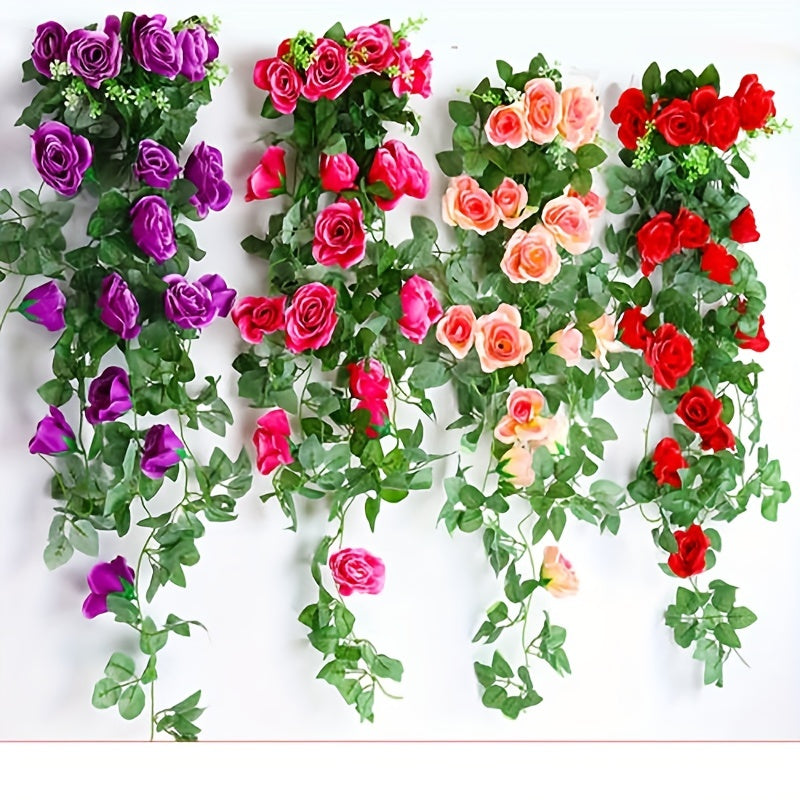 7.55ft Artificial Rose Vine for Outdoor UV Resistant Décor.