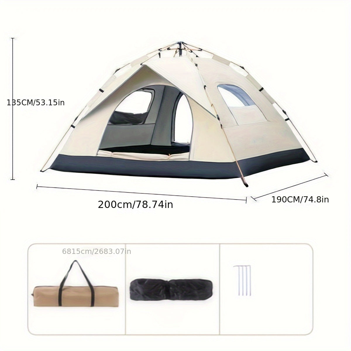 Automatic quick-opening tent for outdoor self-driving travel and camping, suitable for 2-3/3-4 people. It is rainproof, sunshine-proof, and can be used as a beach shelter or for fishing and