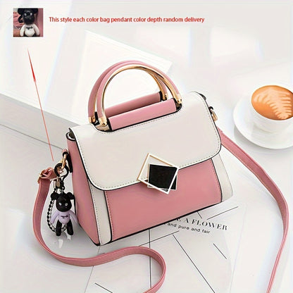 Women's Elegant Messenger Bag in a Solid Color with Adjustable Strap, Stain Resistant, Magnetic Closure, Polyester Lined, Trendy Shoulder Bag for Work and Outings - 2024 New Arrival