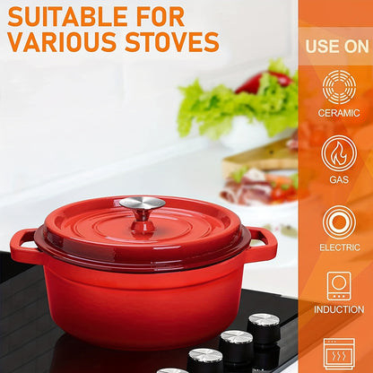 [Highly-Rated Option] Spacious Enamel Dutch Oven - Durable Non-Stick Aluminum Cookware Set, Versatile Casserole Stew Pot for the Kitchen