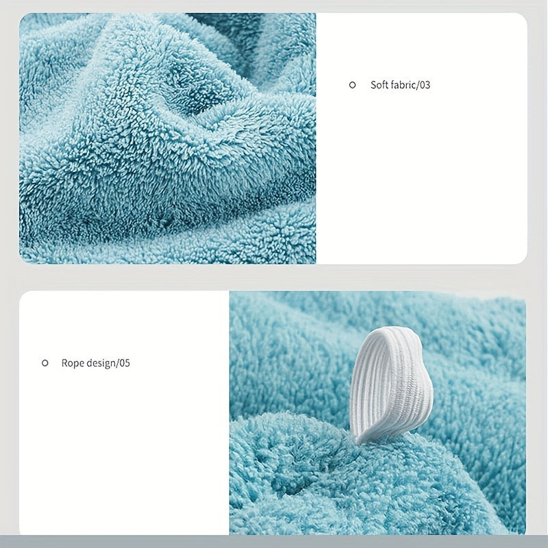 Soft coral fleece hair towel wrap with quick dry, thick material, cute cartoon design, double layer embroidery for extra absorption, and non-shedding shower cap.