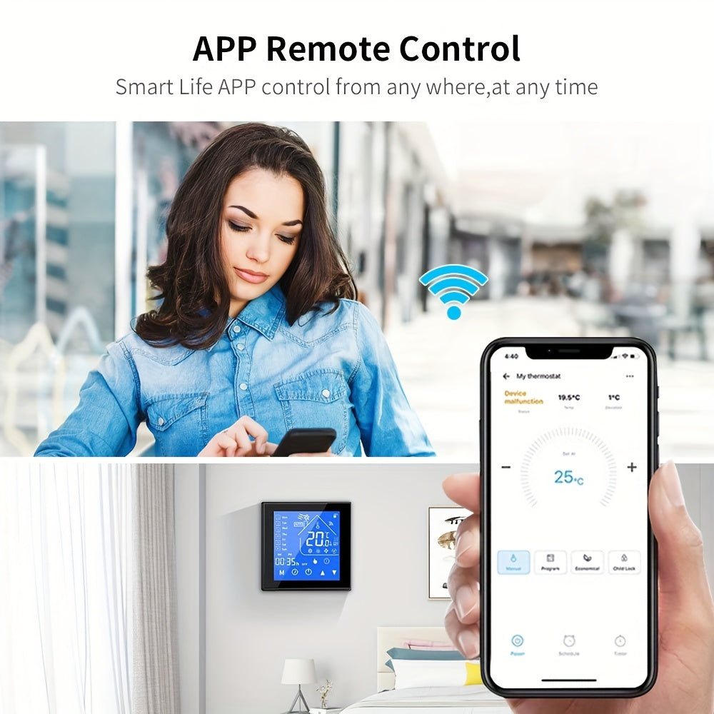 16A Smart WiFi Therjsonmostat for Electric Floor Heating with Voice Control, Works with Google Home & Alexa.