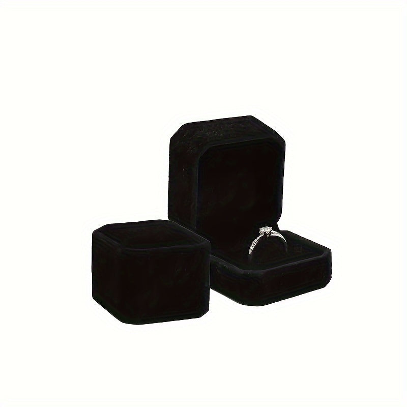 Elegant velvet jewelry box with cufflink compartment, classic design for rings, earrings, and necklaces. Soft fabric interior, available in multiple colors. Ideal gift packaging for special occasions.