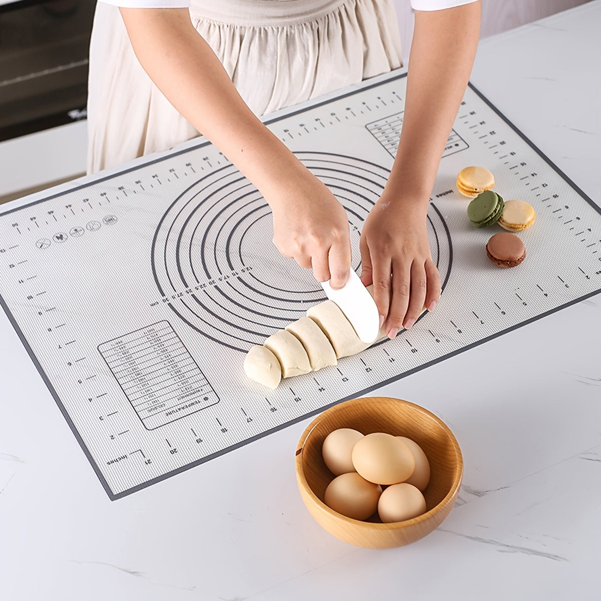 Silicone Kneading Board and Pastry Mat Set - Includes Extra Non-Stick Baking Mat with Measurement Guide. Can be used as Counter Mat, Dough Rolling Mat, Oven Liner, Pie Crust Mat, and Roll Up Kneading Pad. Comes in two sizes: 40*60cm/15.7*23.6in and