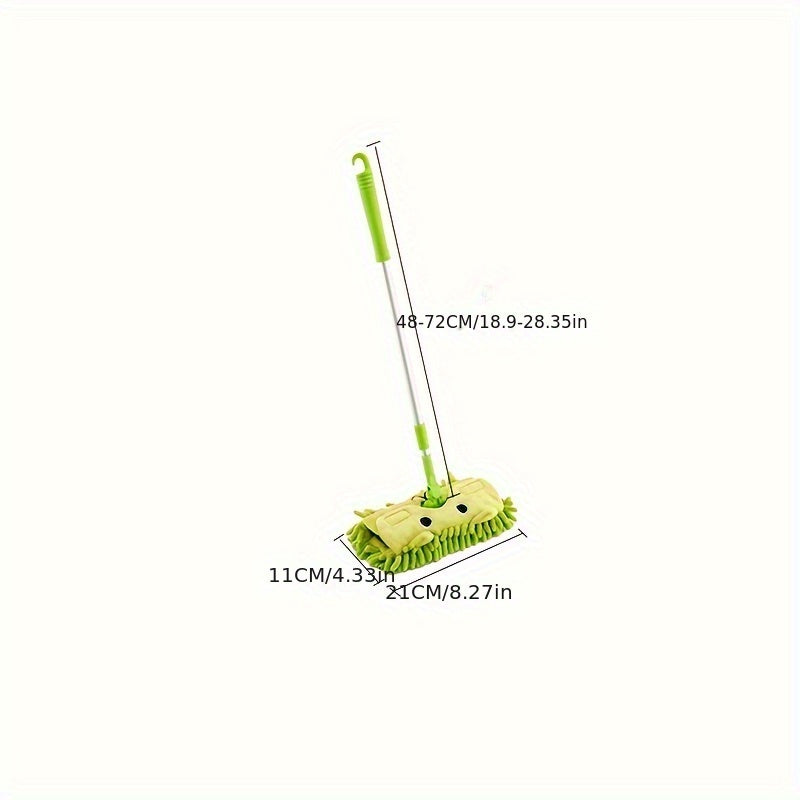 Children's Mop for Household Cleaning - 1 Piece. This retractable mop is a fun children's toy and a mini flat mop for cleaning. It features chenille dust removal tool for easy corner cleaning in children's bedrooms. Perfect for play house fun!