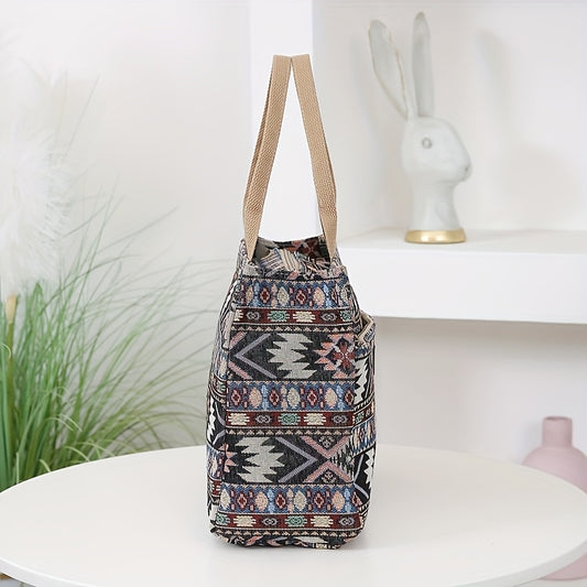 New products including thick knitted jacquard fabric handbags, tote bags, convenient shopping bags, storage bags for moms on the go, women's bags, cloth bags, unisex and ethnic style square