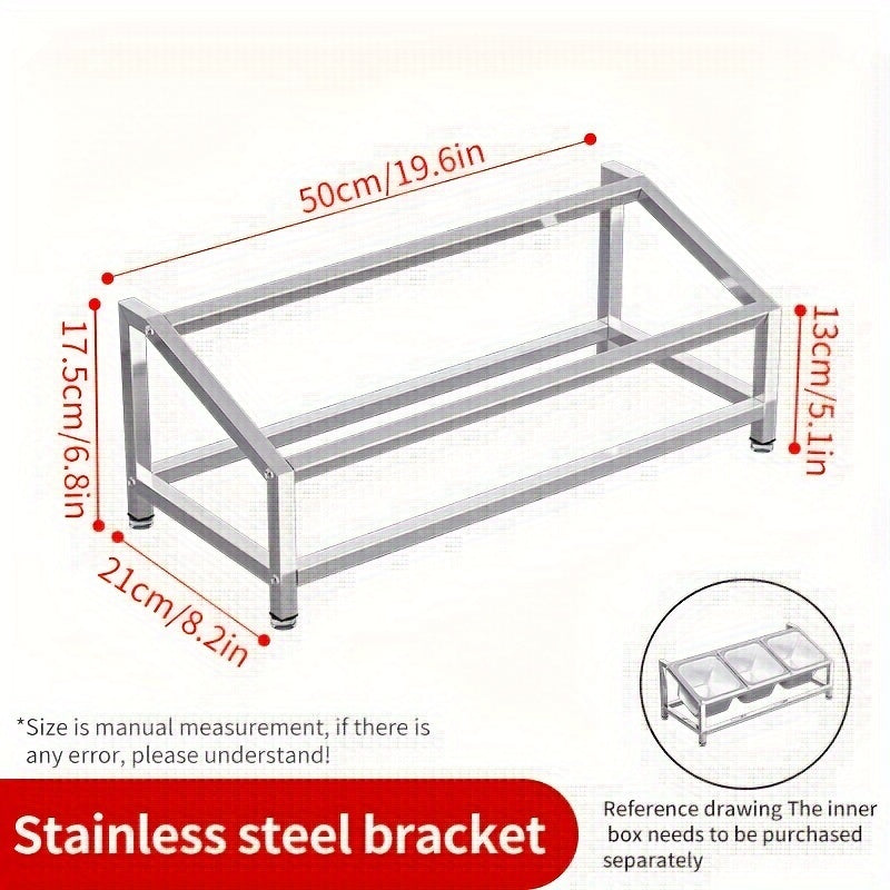 3-Compartment Spice Organizer made of Stainless Steel - Seasoning Rack for Countertop with Condiment Containers, Ideal for Kitchen and Restaurant Purposes.