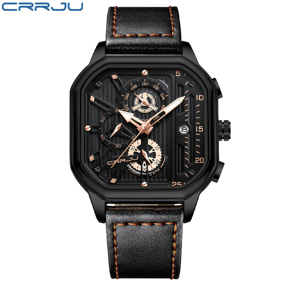 Ideal choice for gifts, the CRRJU Fashion Men's Chronograph Watch would make a stylish addition to any wardrobe.