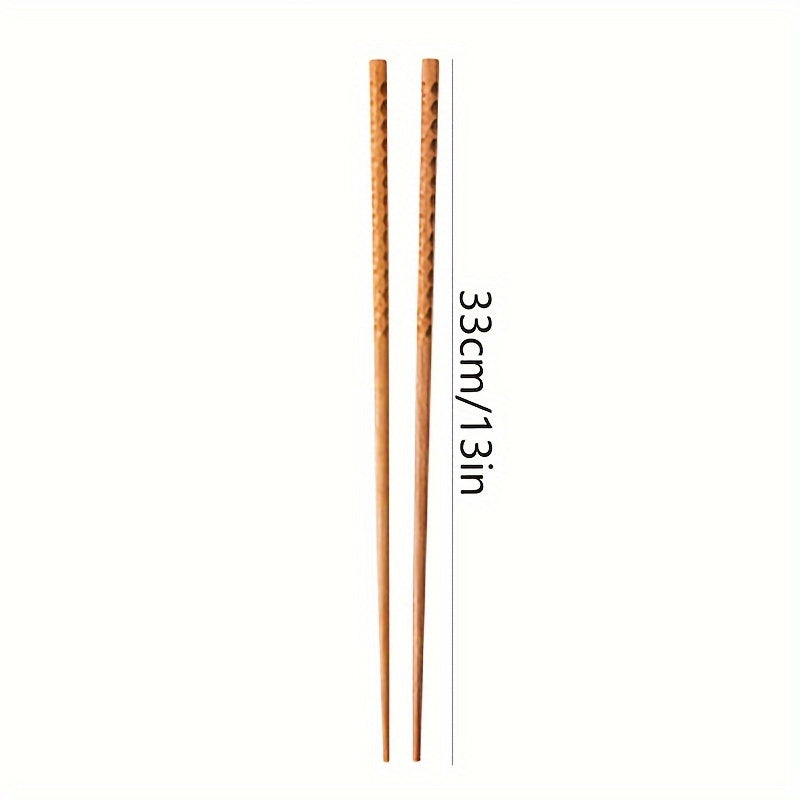 2 long wooden cooking chopsticks, reusable for noodle frying and chafing dishes. Super long kitchen cooking sticks.