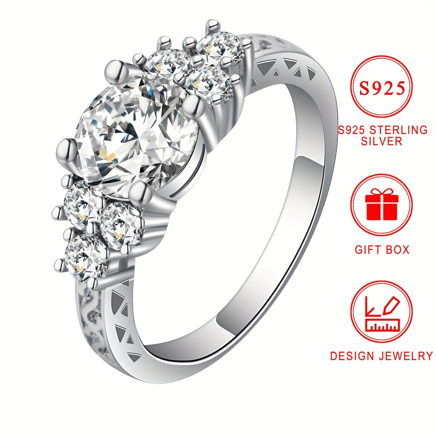 Elegant Women's Engagement Proposal Eternity Band featuring a 925 Sterling Silver Ring adorned with Shimmering Cubic Zirconia weighing 0.12oz. This stunning piece of Bling Style Jewelry comes beautifully packaged in a Gift Box, perfect for any special