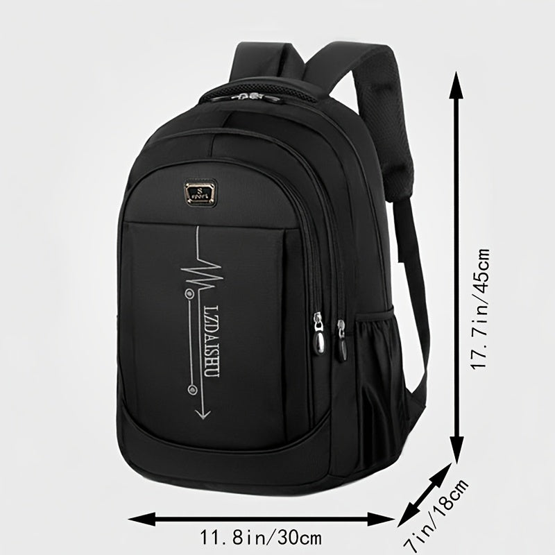 Men's casual nylon backpack, ideal for daily commute, travel, and high school, featuring a laptop compartment, drawstring closure, and school bag design.