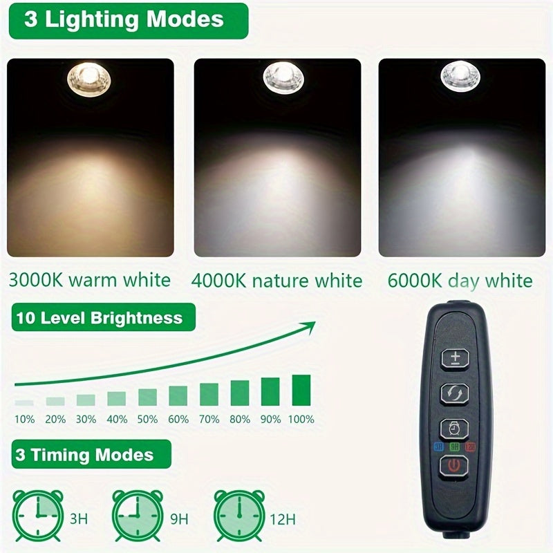 Two-pack of 5W LED indoor uplights with adjustable color temperature, dimmable feature, and timer for plants and artwork.