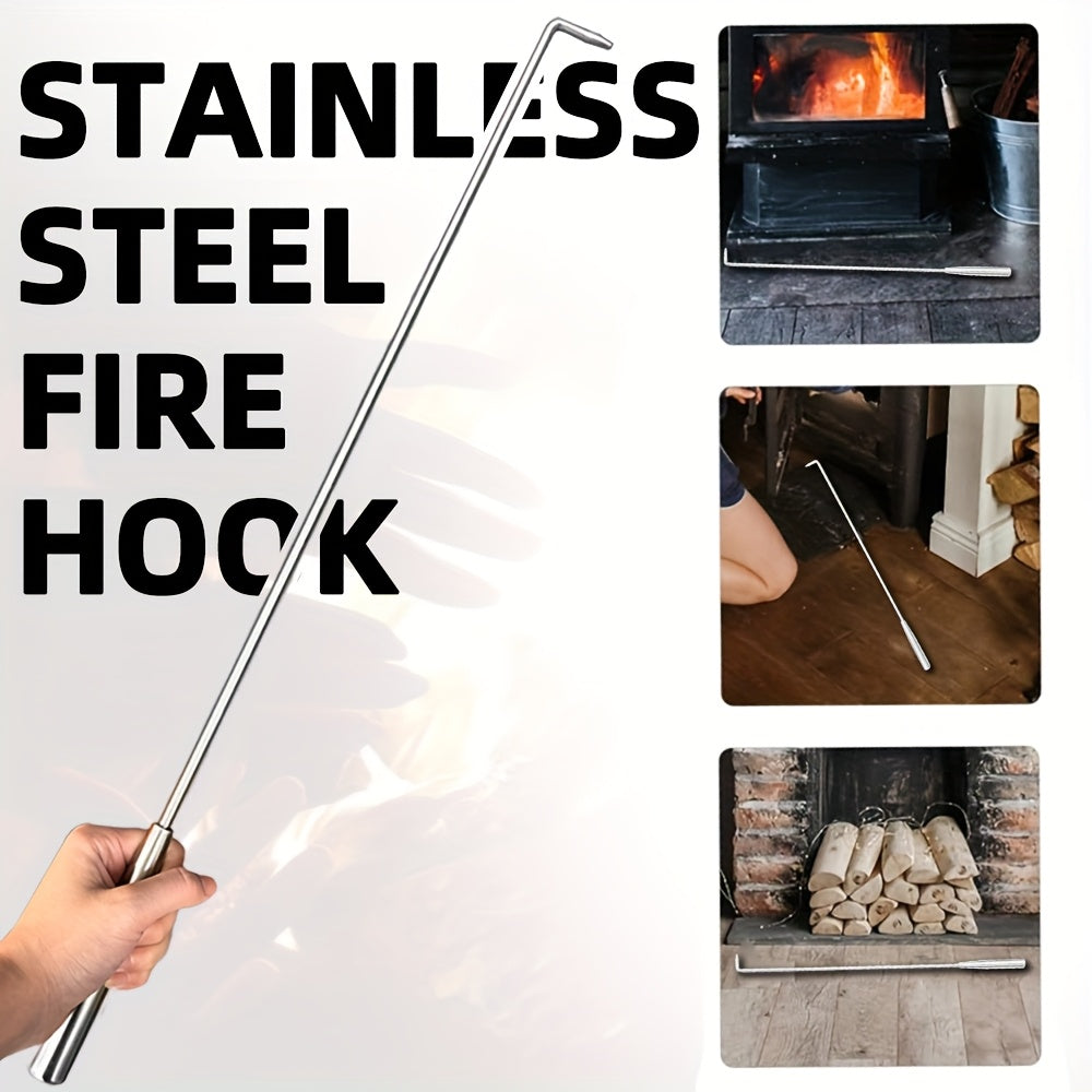 Stainless Steel Fireplace Hook: Ergonomically Designed, Rust-Resistant Tool for Indoor and Outdoor Activities - Ideal for BBQs, Camping, and More