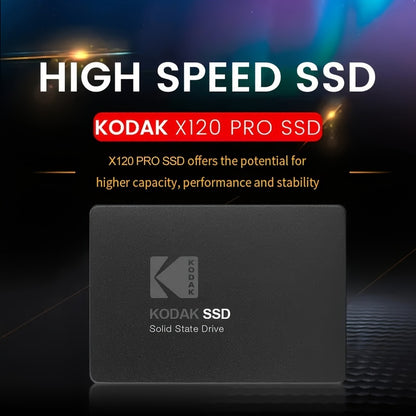 Kodak X120 Pro Series SSD offers lightning-fast solid state storage for laptops and desktops in capacities of 1TB, 512GB, and 256GB, with a SATA3.0 interface.