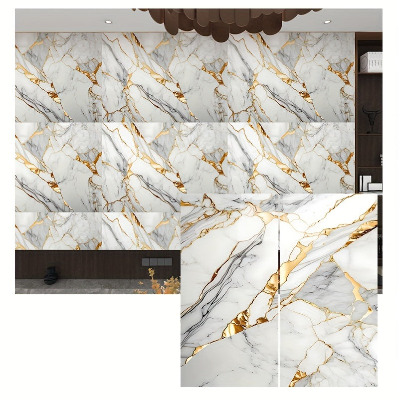 10/22pcs 3D Imitation Marble Ceramic Tile Wall Stickers with strong adhesive for easy installation in home decoration