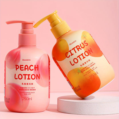 Peach Citrus Body Lotion with Hyaluronic Acid, Nicotinamide, Vitamin C, and Vitamin E for Dry Skin